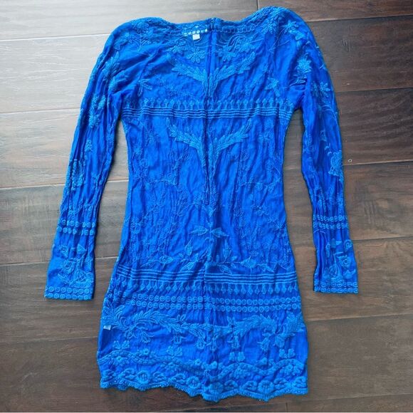 Goldie London Sexy Royal Blue See-Through Lace Bodycon Cocktail Dress | Size: M - Picture 5 of 8